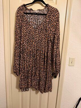 TIERED BABYDOLL CHEETAH PRINT DRESS